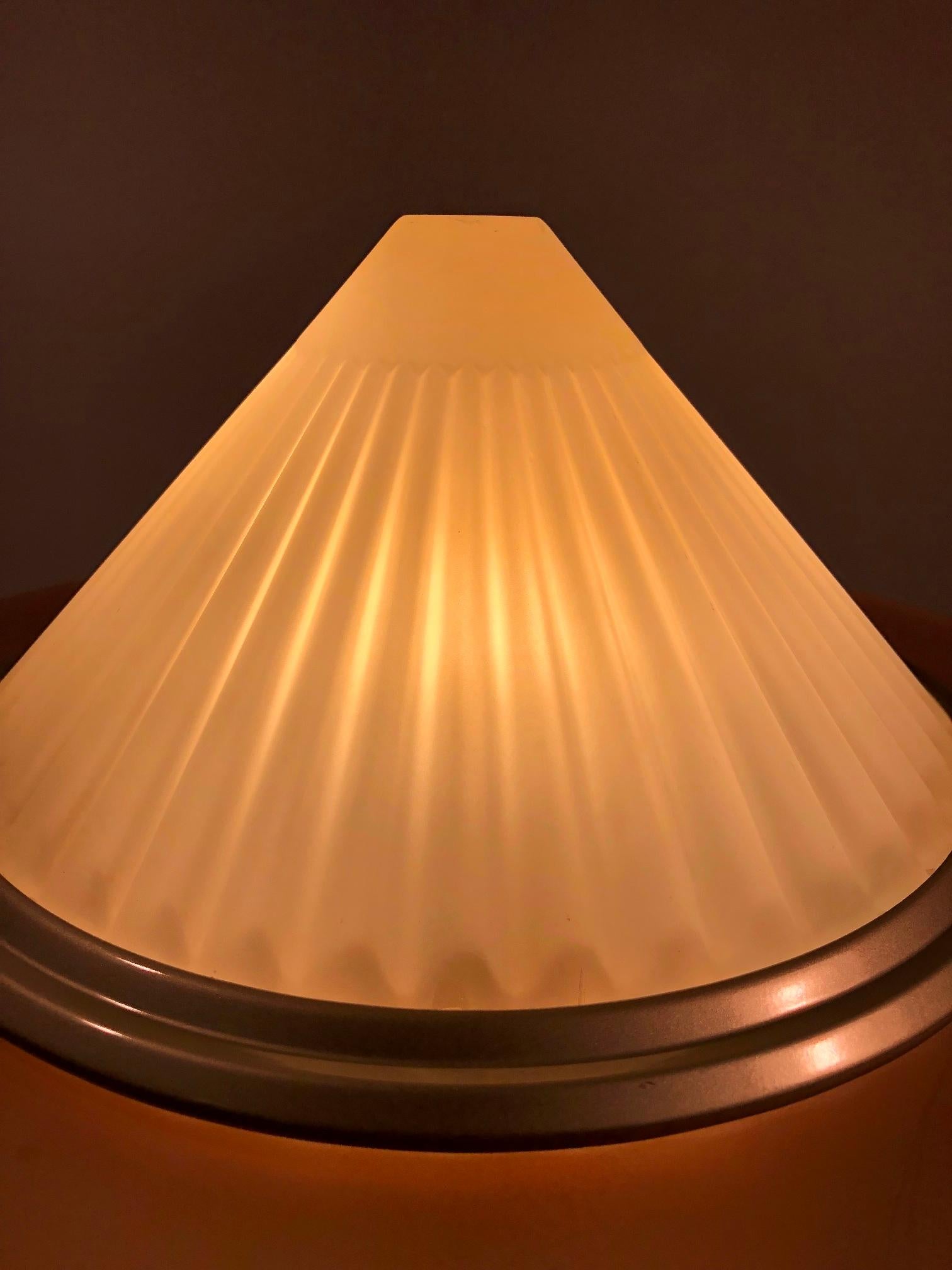Arteluce Ribbed Cone Satinated Glass Flush Mount by Enzo Didione, Italy, 1980s For Sale 2
