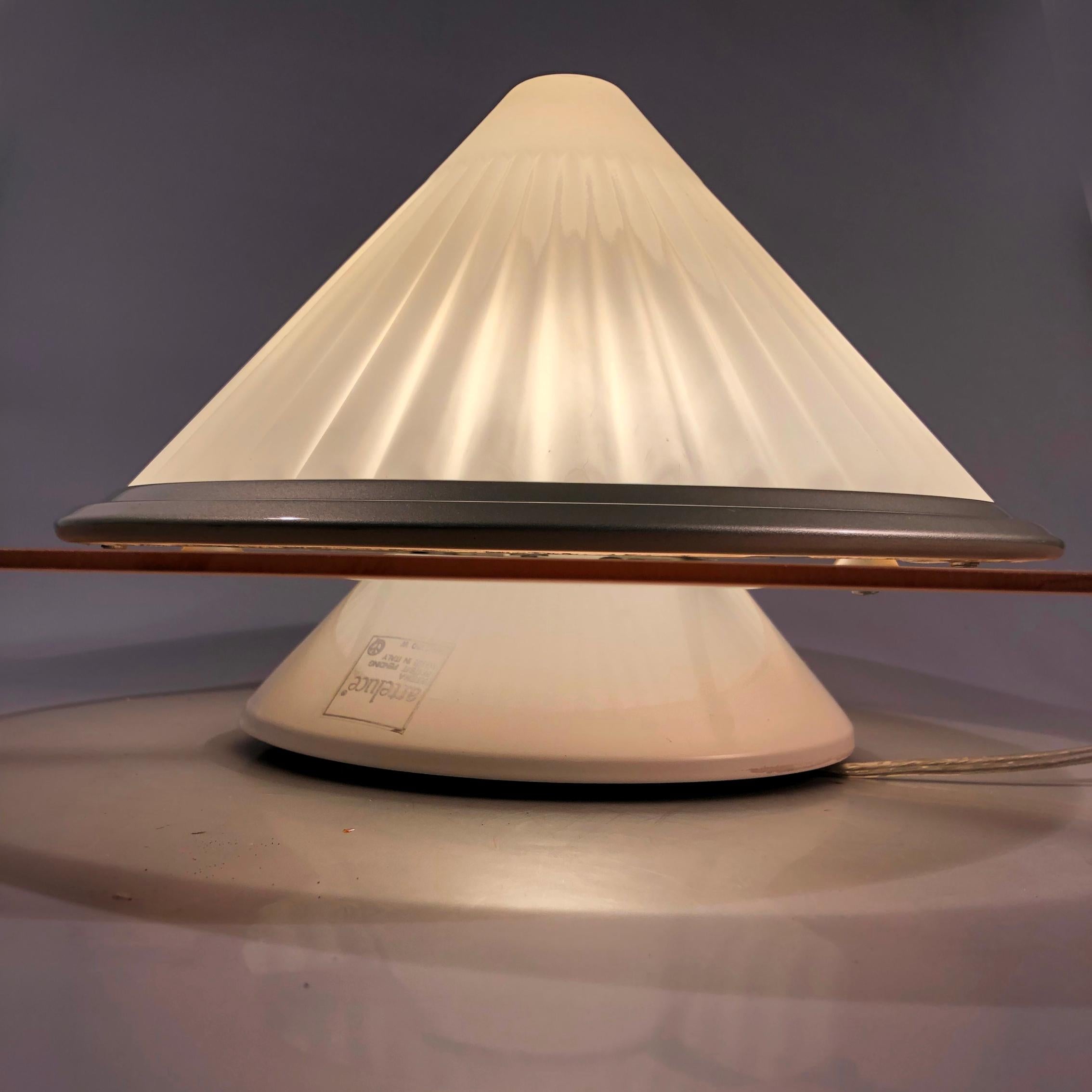 Arteluce Ribbed Cone Satinated Glass Flush Mount by Enzo Didione, Italy, 1980s For Sale 3
