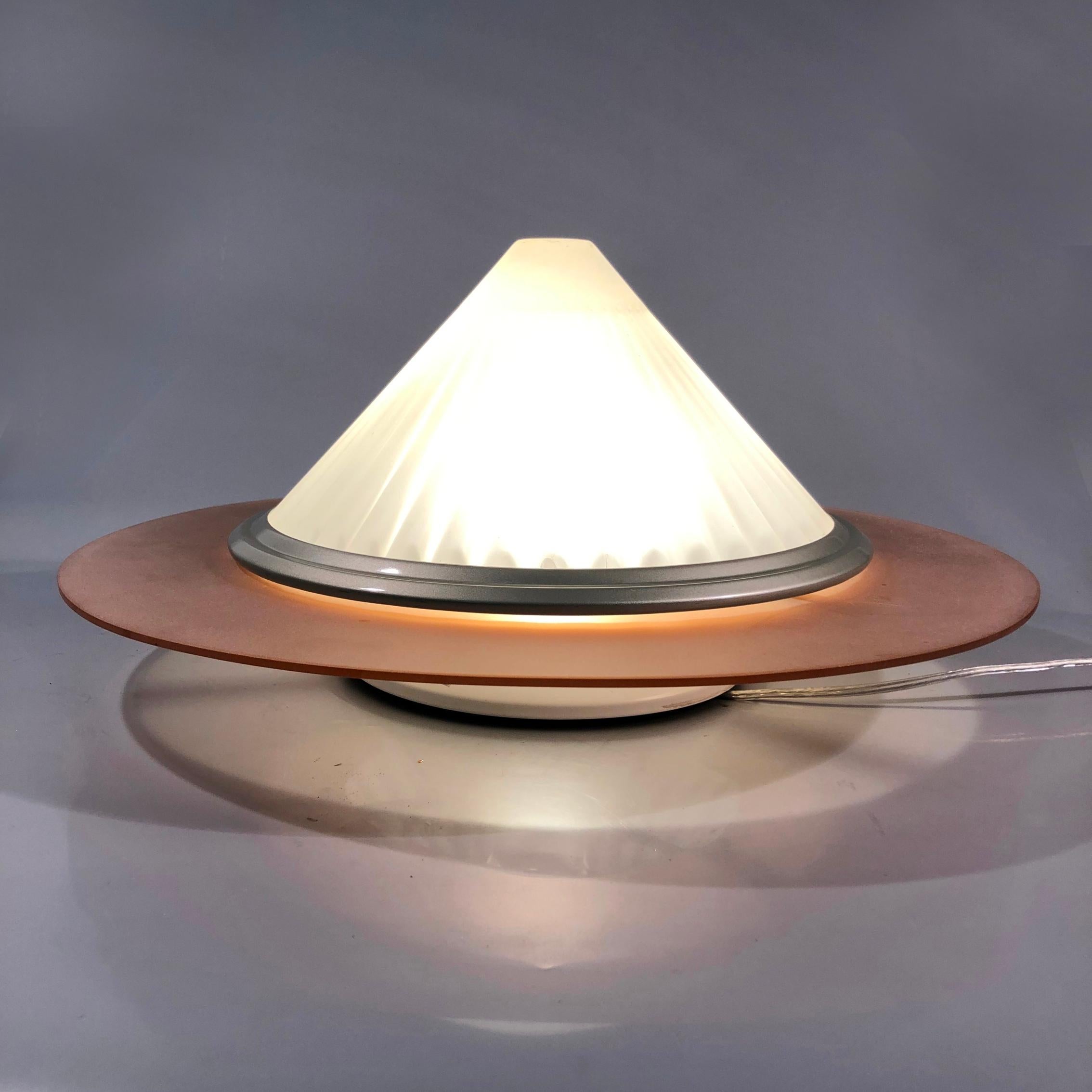 Arteluce Ribbed Cone Satinated Glass Flush Mount by Enzo Didione, Italy, 1980s For Sale 6