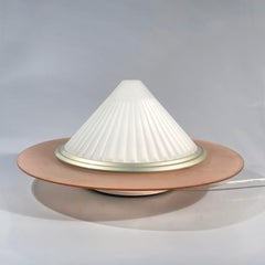 Arteluce Ribbed Cone Satinated Glass Flush Mount by Enzo Didione, Italy, 1980s