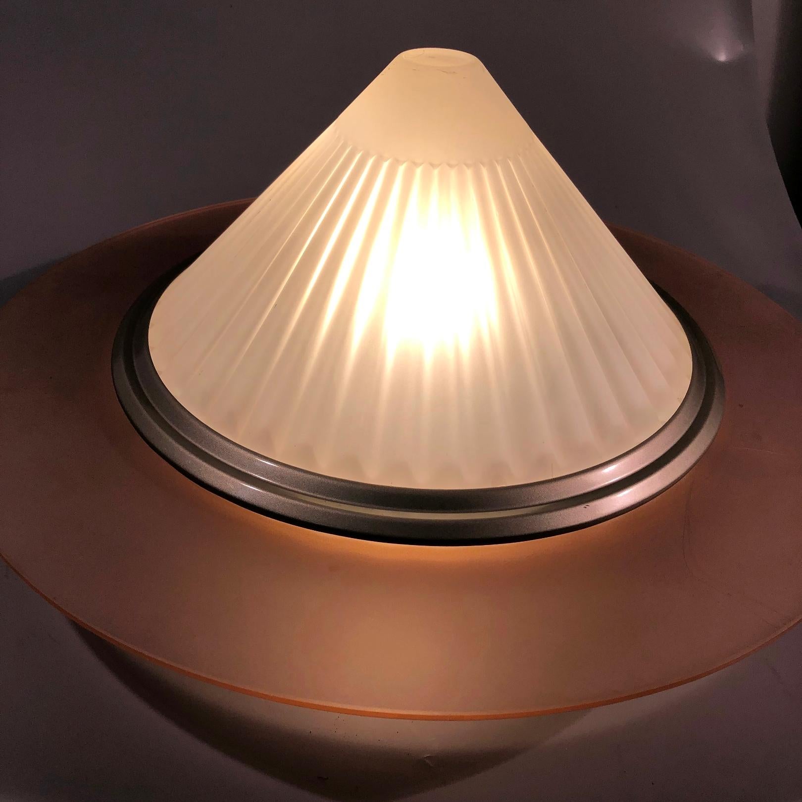 Arteluce Ribbed Cone Satinated Glass Flush Mount by Enzo Didione, Italy, 1980s For Sale 1