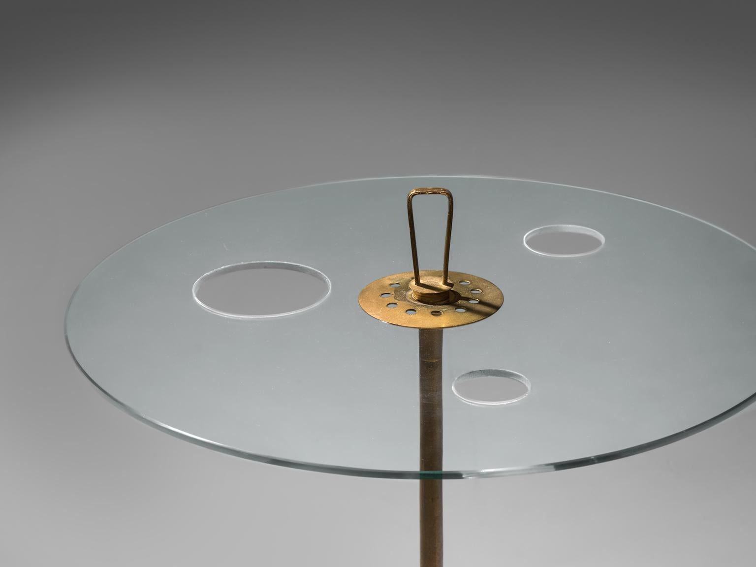 Mid-Century Modern Arteluce Serving Stand in Brass and Glass