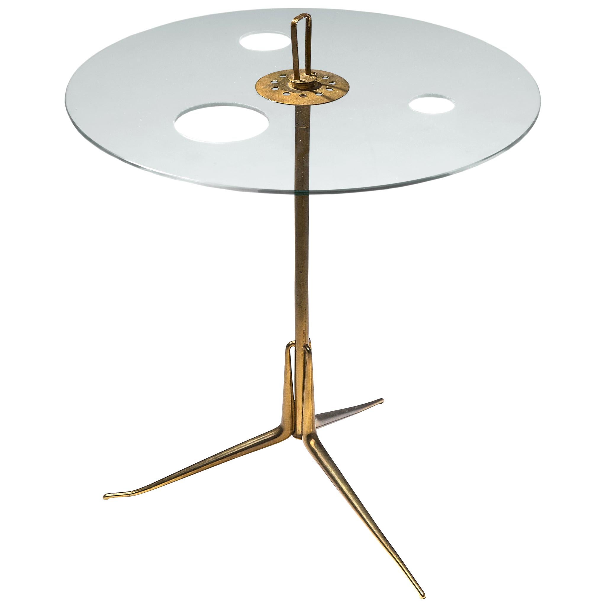 Arteluce Serving Stand in Brass and Glass
