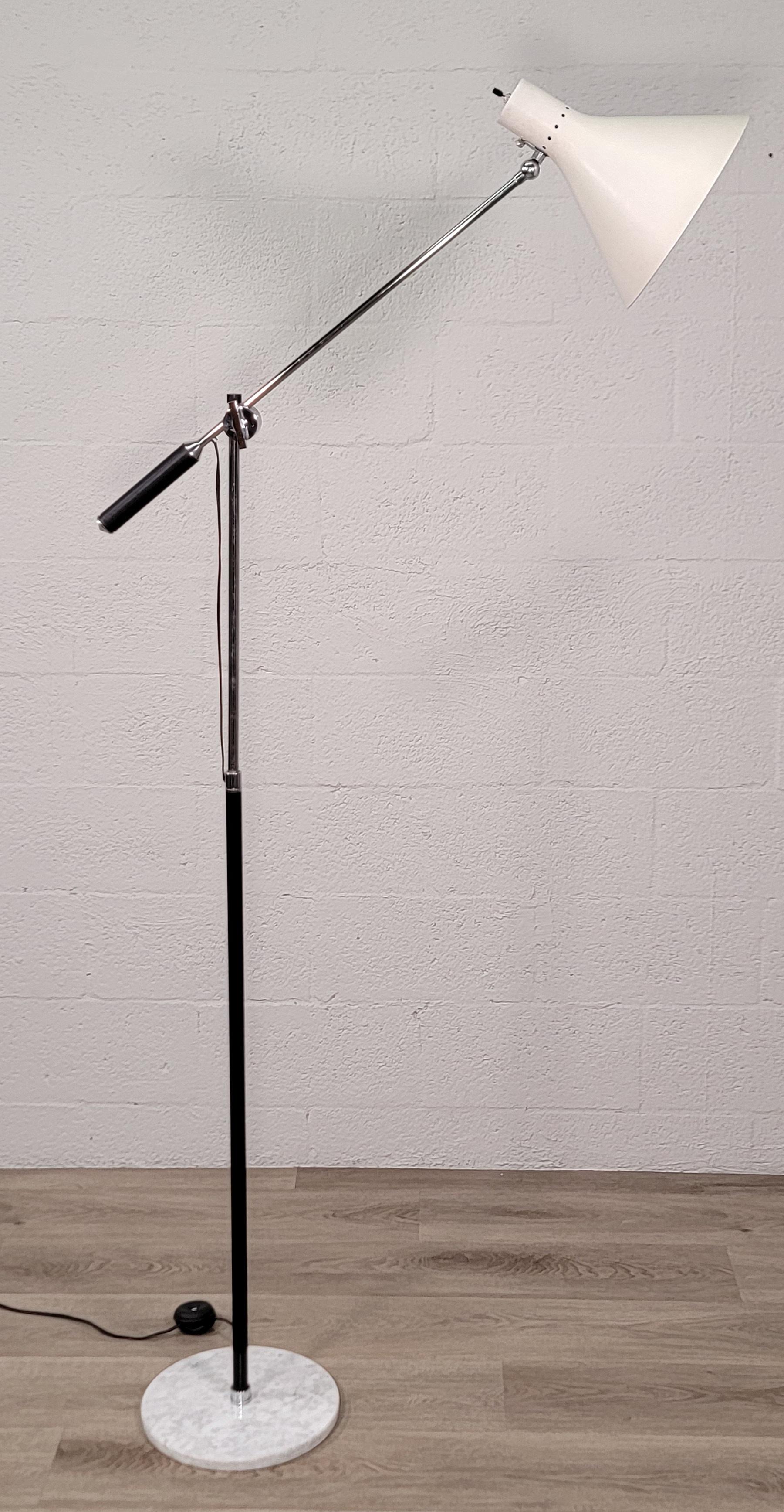 Steel Arteluce Single-Arm White Adjustable Floor Lamp For Sale