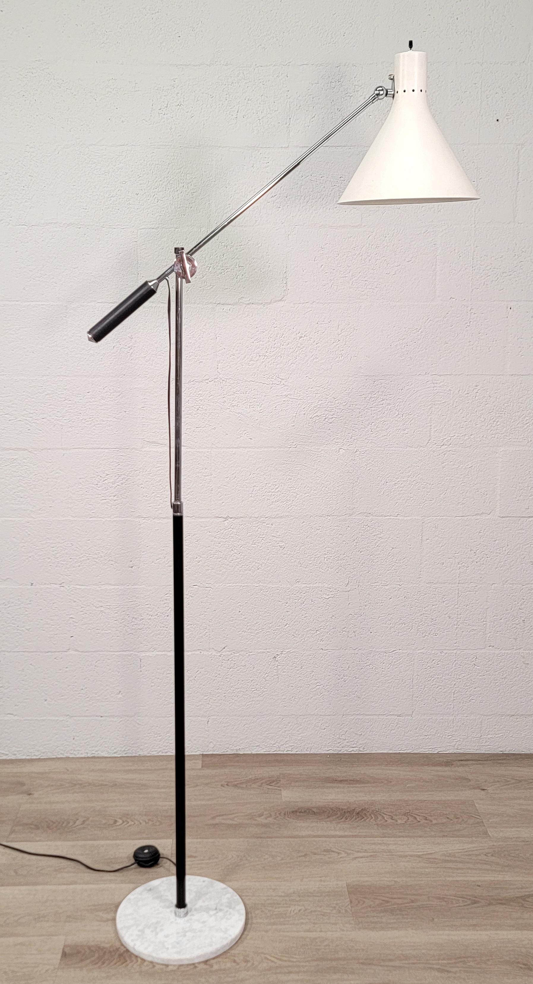 Arteluce Single-Arm White Adjustable Floor Lamp For Sale 1
