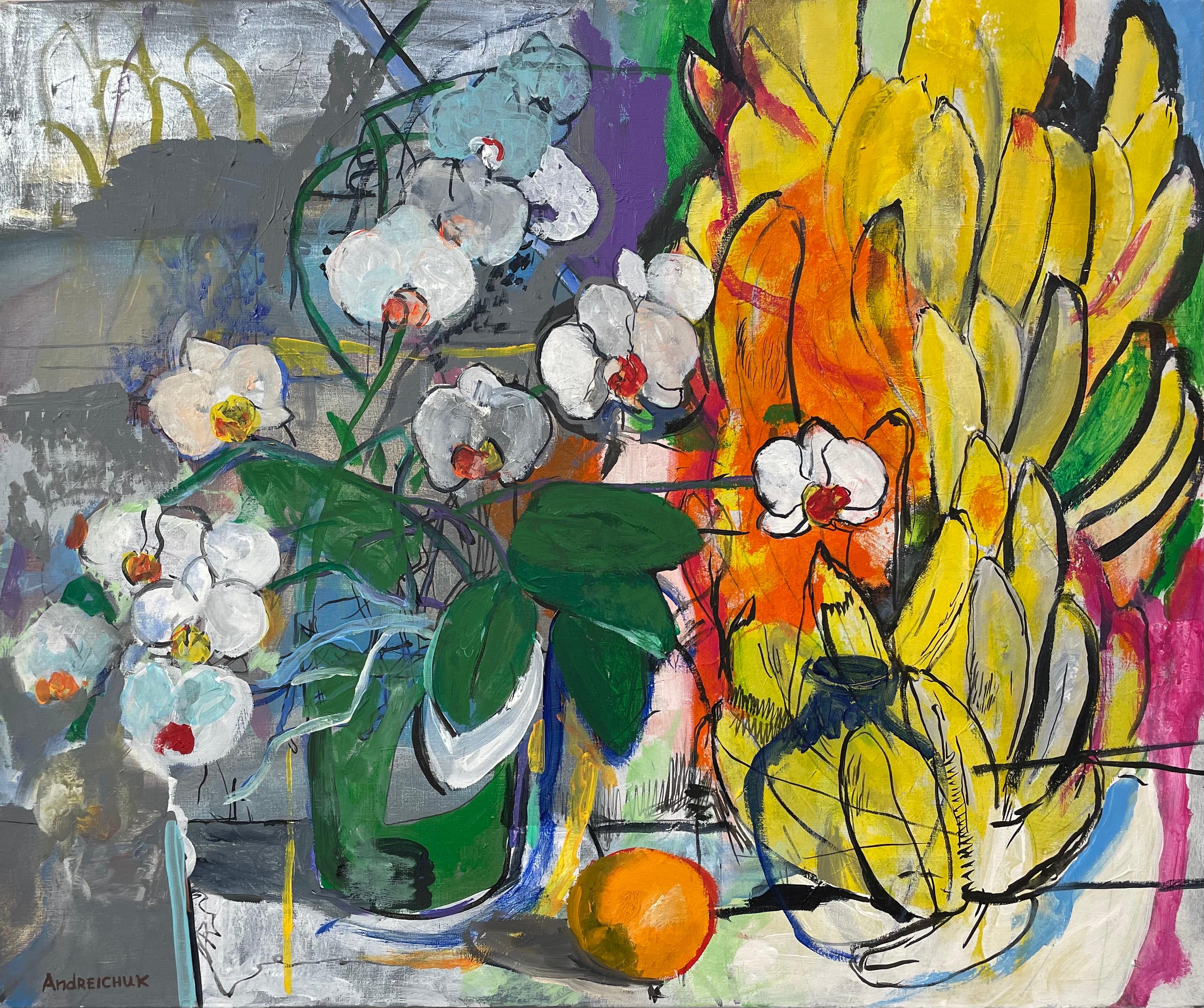  Artem  Andreichuk Still-Life Painting - Orchid and Bananas