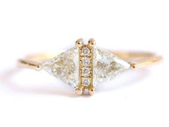 Artemer 18k Gold Art Deco Triangle Diamond Engagement Ring, Low-Profile, Size 6