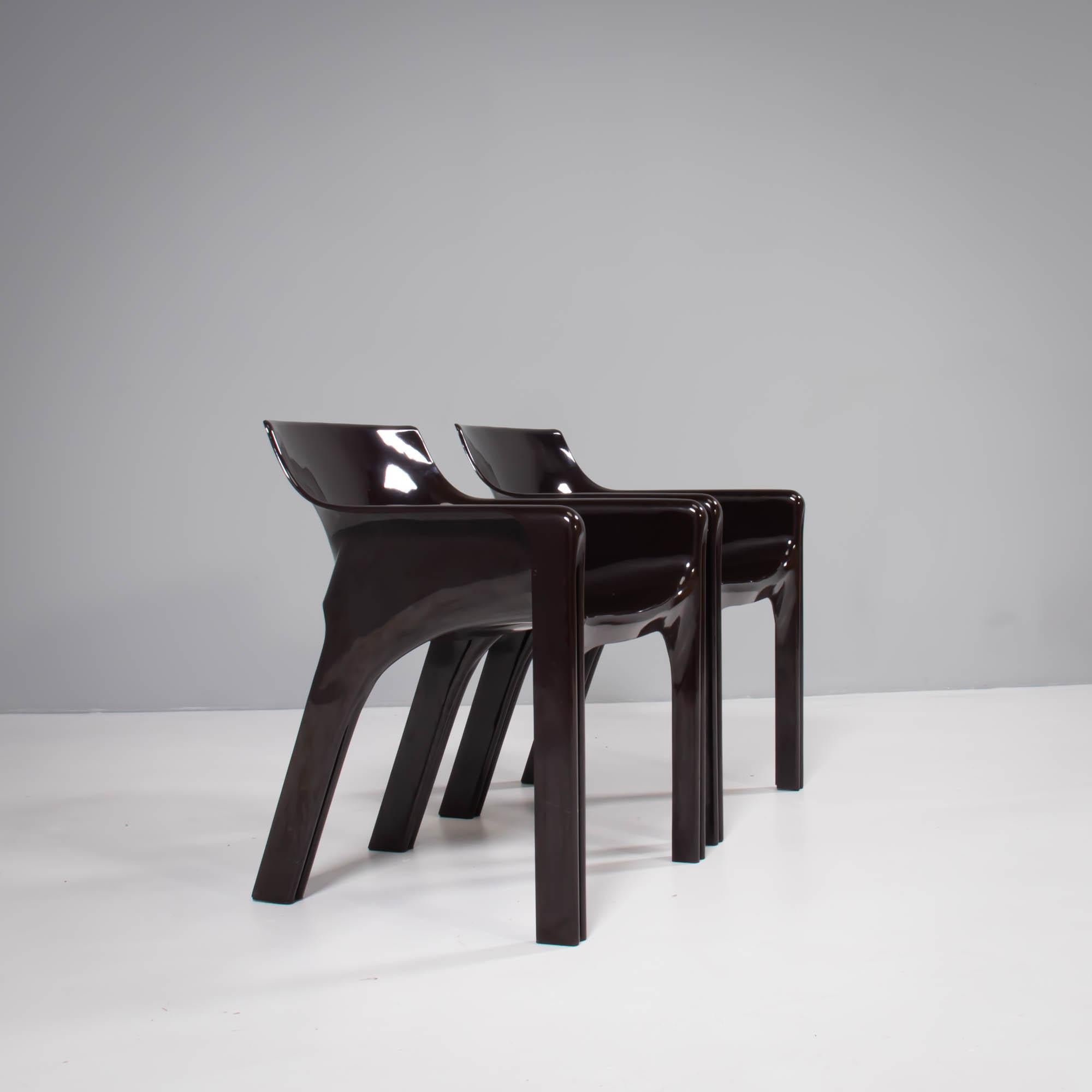 Italian Artemide by Vico Magistretti Brown Gaudi Armchairs, Set of 2
