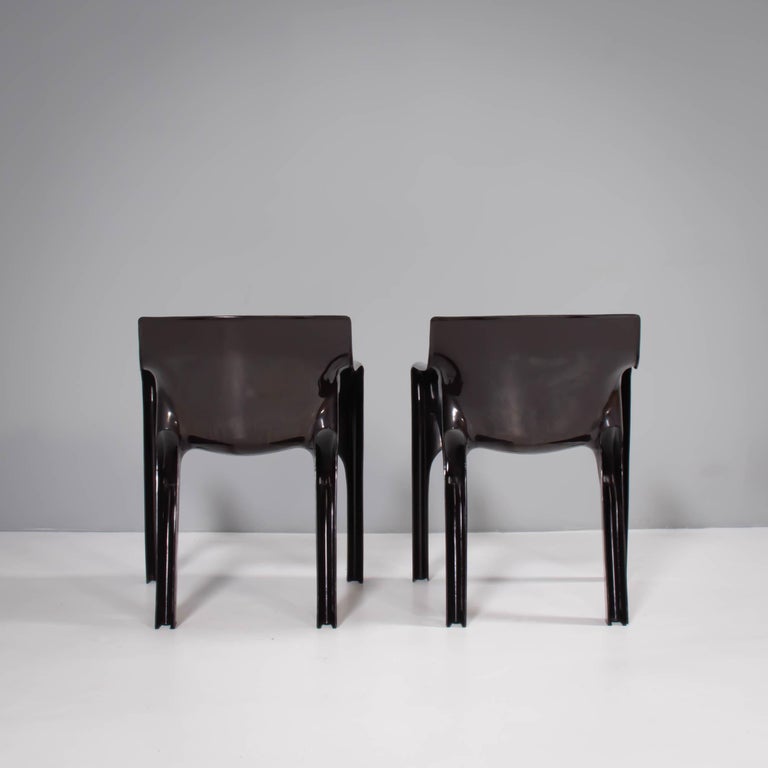 Late 20th Century Artemide by Vico Magistretti Brown Gaudi Armchairs, Set of 2 For Sale