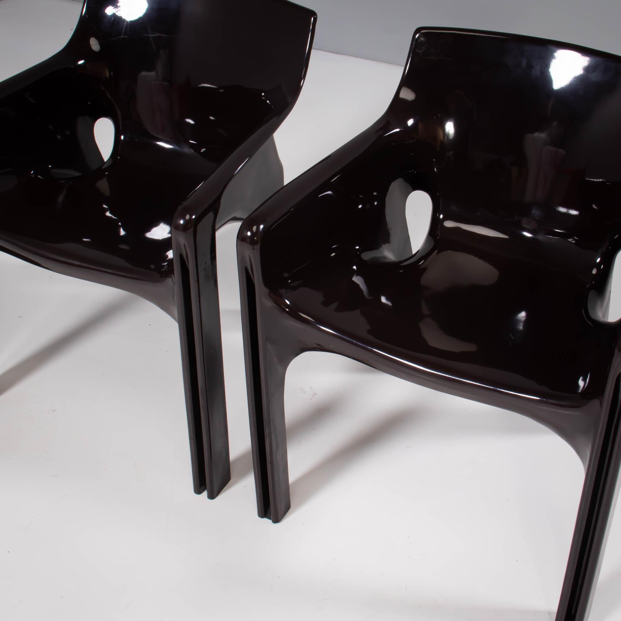 Plastic Artemide by Vico Magistretti Brown Gaudi Armchairs, Set of 2