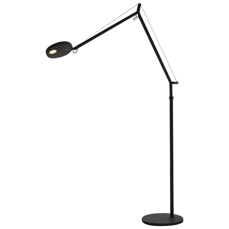 Artemide Demetra 27K LED Floor Lamp in Matte Black with Floor Support
