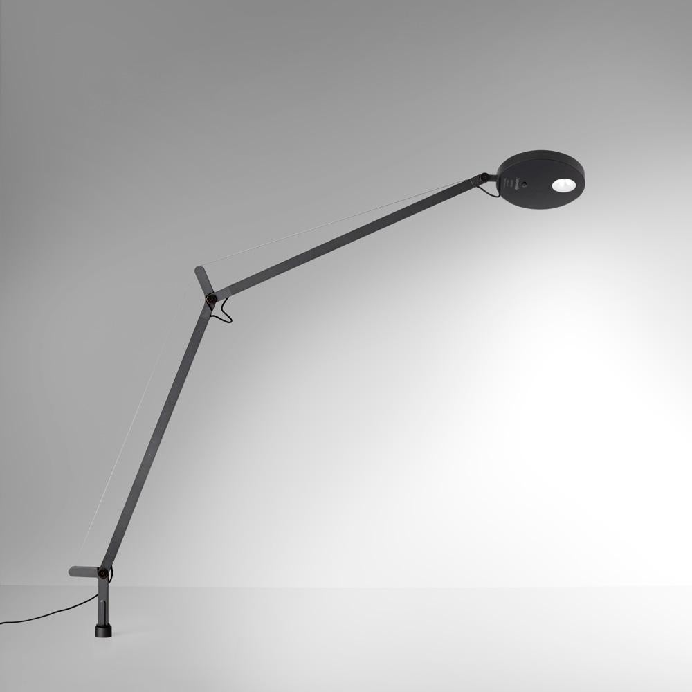Modern Artemide Demetra Micro LED Table Lamp in Black with Dest Support, Naoto Fukasawa