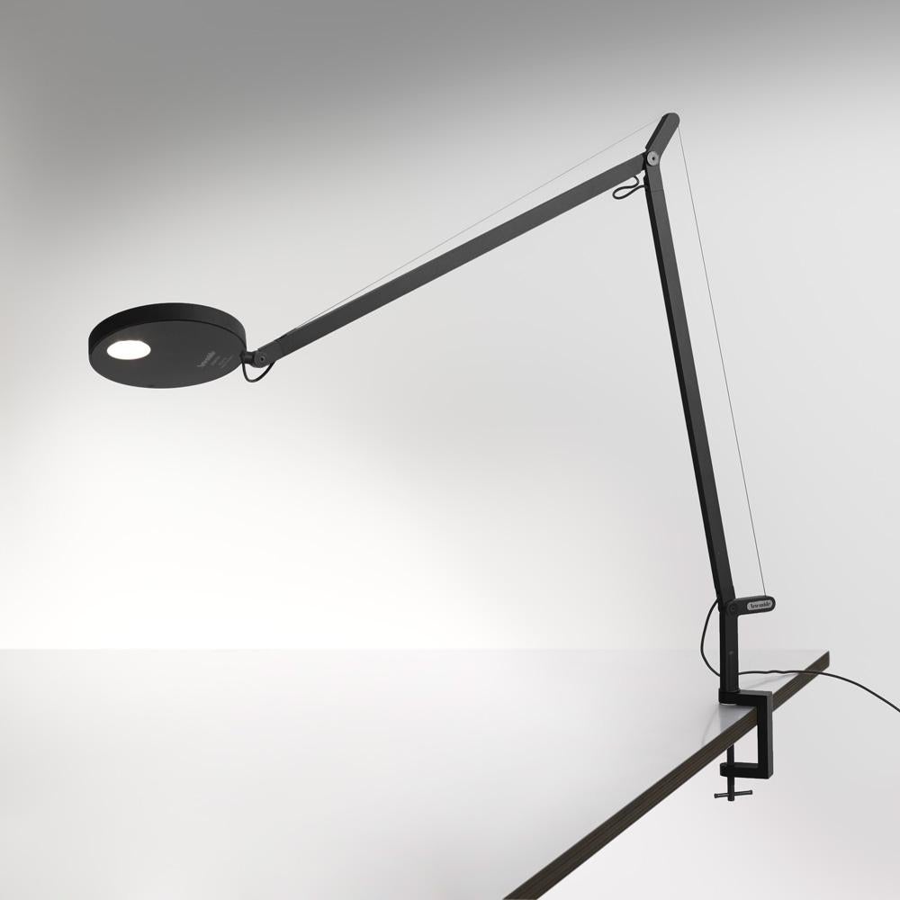 Modern Artemide Demetra Professional Led Table Lamp in Black with Clamp, Naoto Fukasawa