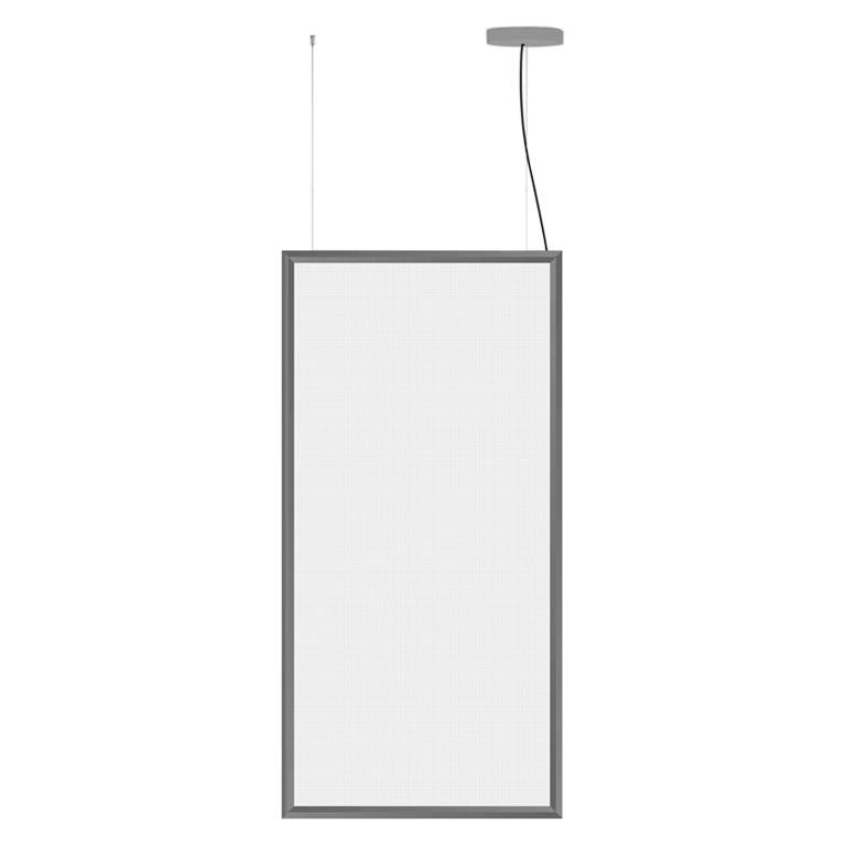 Artemide Discovery Space Rectangular Suspension Light in Aluminum by Ernesto For Sale
