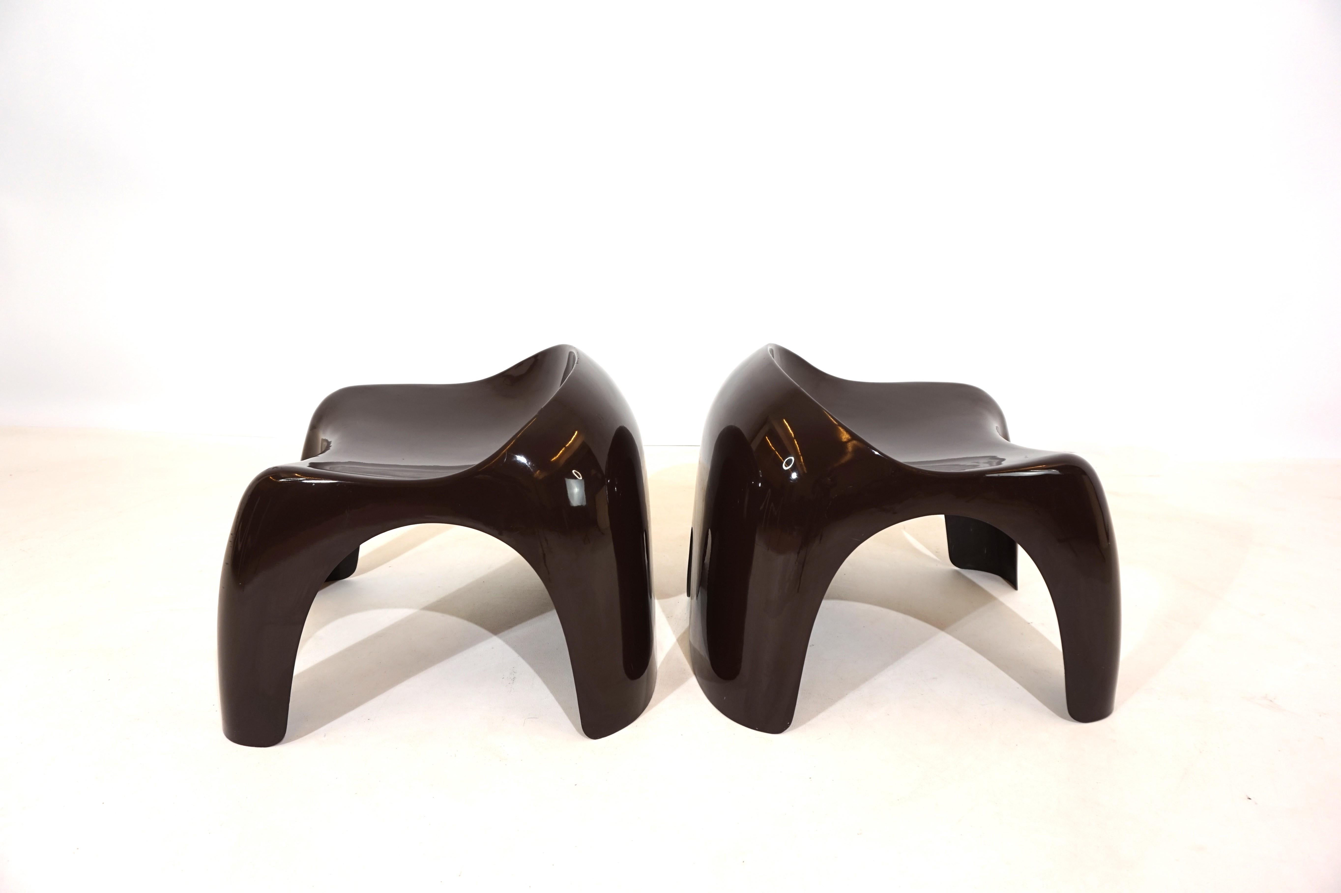 Italian Artemide Efebo set of 2 plastic stools Space Age by Stacy Dukes