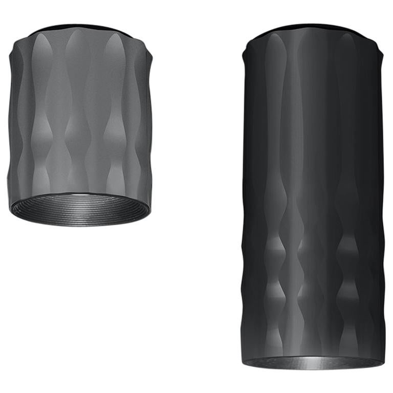 Artemide Fiamma 30 LED-Deckenleuchte mit zwei Drähten in eloxiertem Schwarz von Jean-Michel Wil