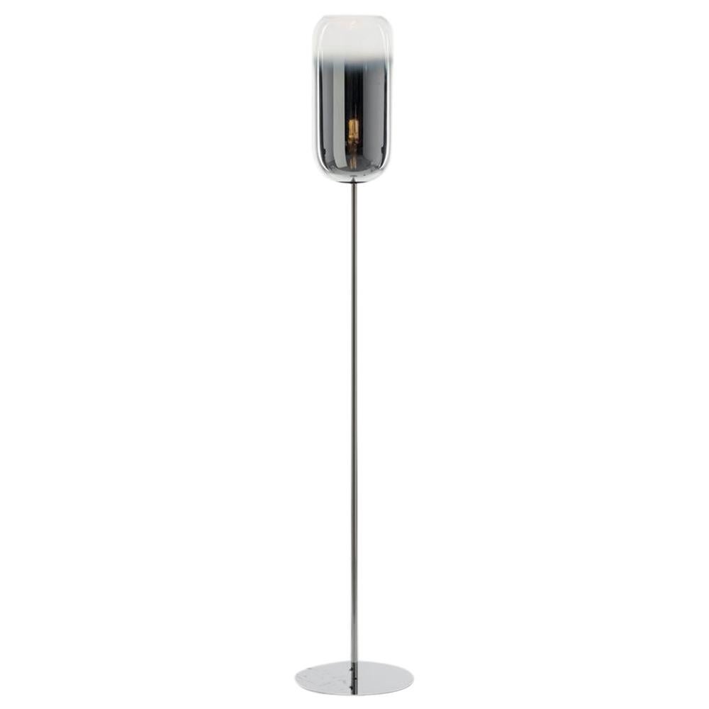 Artemide Gople Classic Max 22W E26 120V Floor Lamp in Silver For Sale