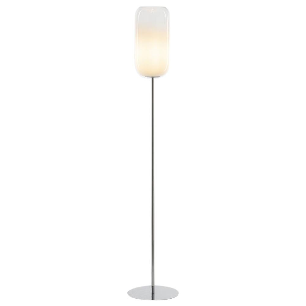 Artemide Gople Classic Max 22W E26 120V Floor Lamp in Smoked White For Sale