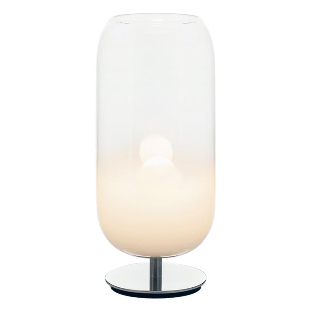 Artemide Gople Classic Max 22W E26 Table Lamp in Smoked White For Sale