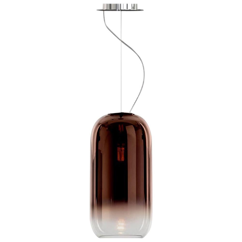 Artemide Gople Max 22W E26 Suspension Light in Copper Extended 19Ft For Sale