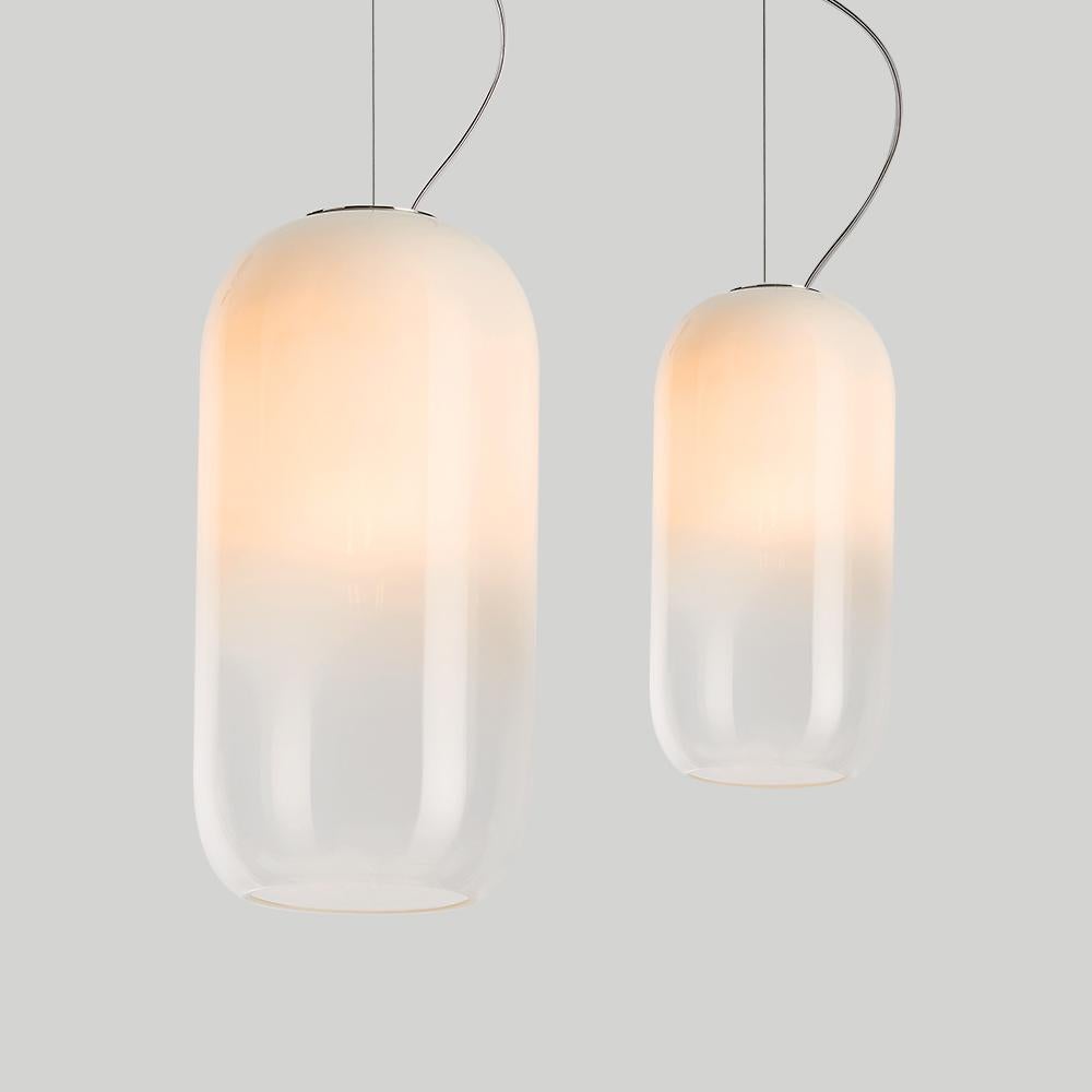 Blown Glass Artemide Gople Mini Suspension Light in White by Bjarke Ingels Group For Sale