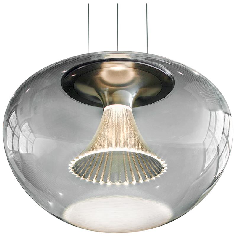 Lampe à suspension LED à deux fils Artemide Ipno en verre de Michele De Lucchi