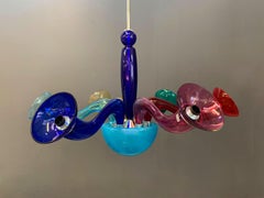 Artemide Italian Chandelier "Leda" in Murano Glass in Different Colors, 1990s