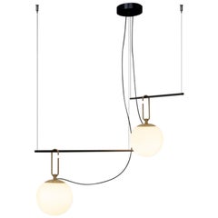 Artemide NH S3 2 Arms Suspension Lamp in Gold by Neri & Hu