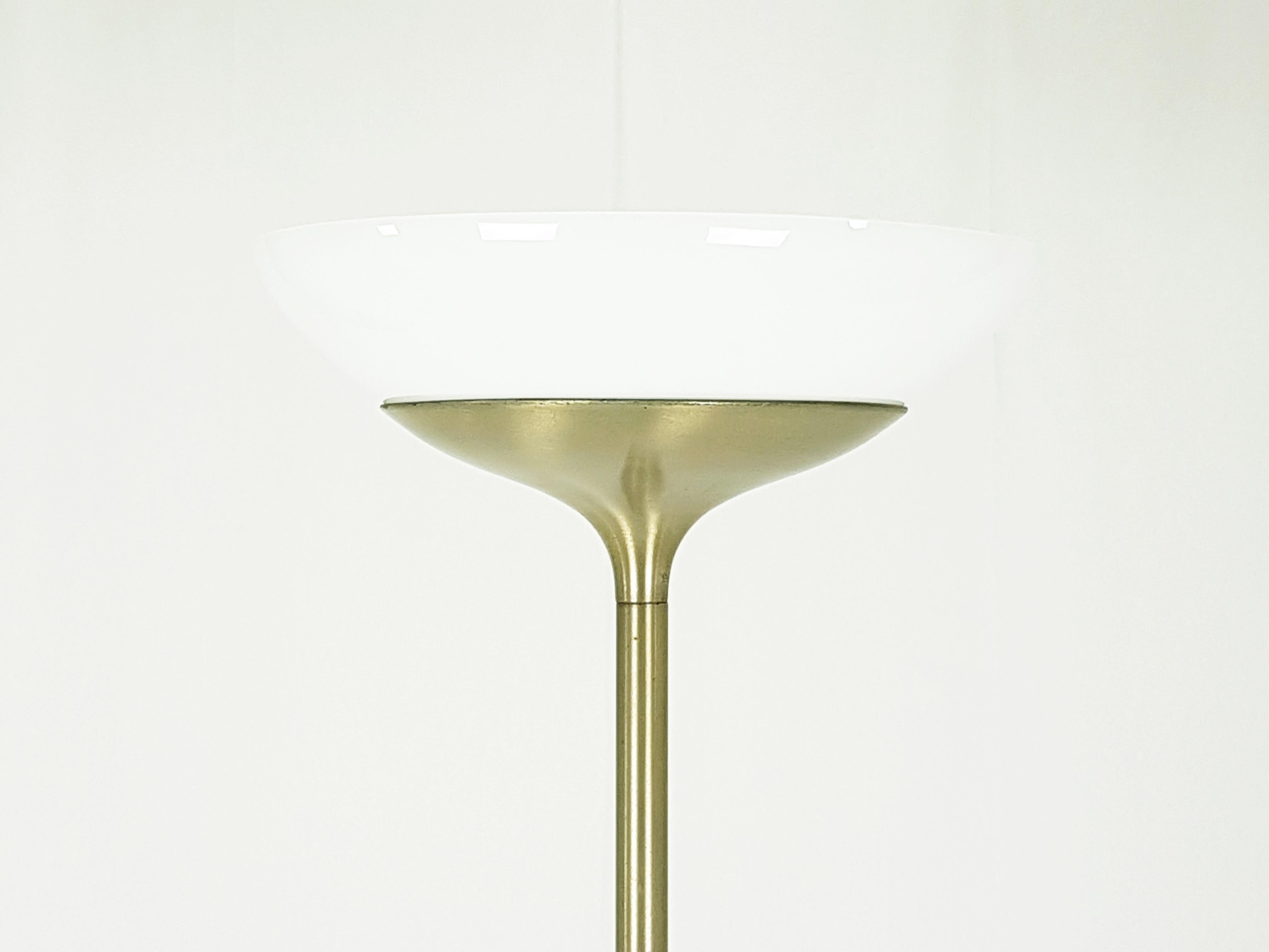 Space Age Artemide Nickeled Metal & Opaline Glass Aminta Floor Lamp by E. G. Schweinberger For Sale