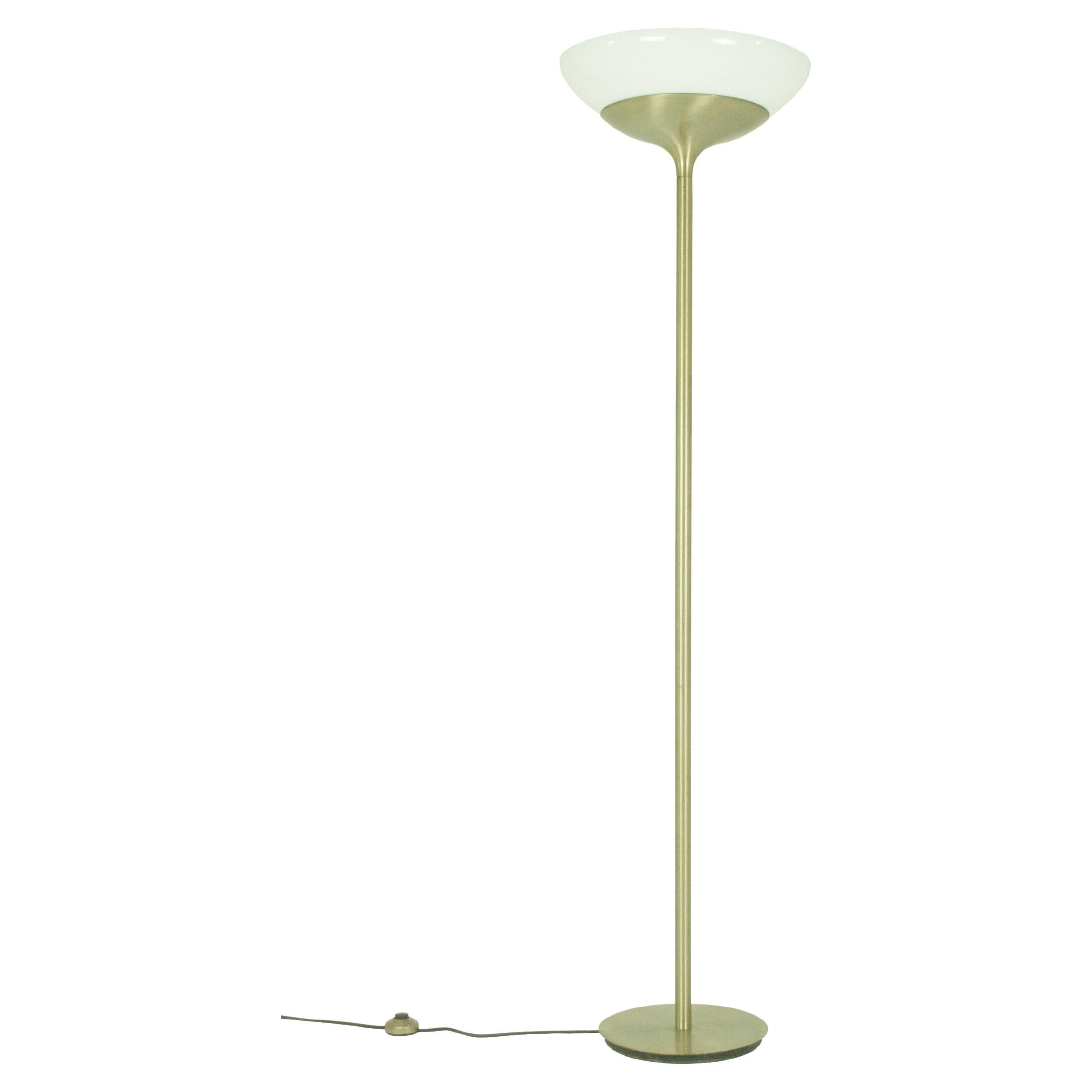 Artemide Nickeled Metal & Opaline Glass Aminta Floor Lamp by E. G. Schweinberger For Sale