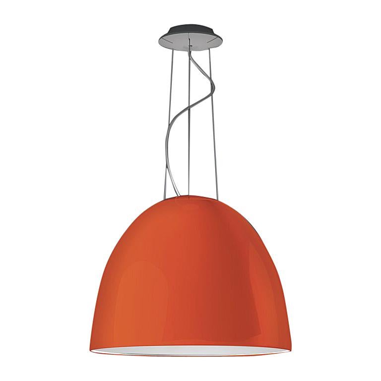 Artemide Nur 150W E26/A19 Suspension Light in Glossy Orange For Sale