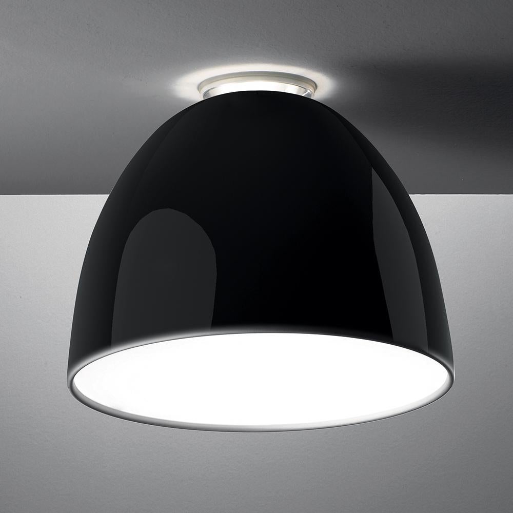Italian Artemide Nur Led Dimmable Ceiling Light in Glossy Black by Ernesto Gismondi For Sale