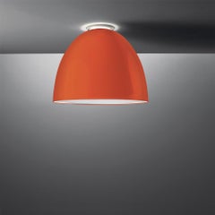 Artemide Nur Led Dimmable Ceiling Light in Glossy Orange by Ernesto Gismondi