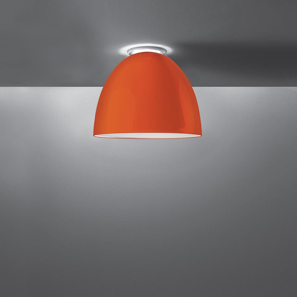 Modern Artemide Nur Led Dimmable Ceiling Light in Glossy Orange by Ernesto Gismondi For Sale