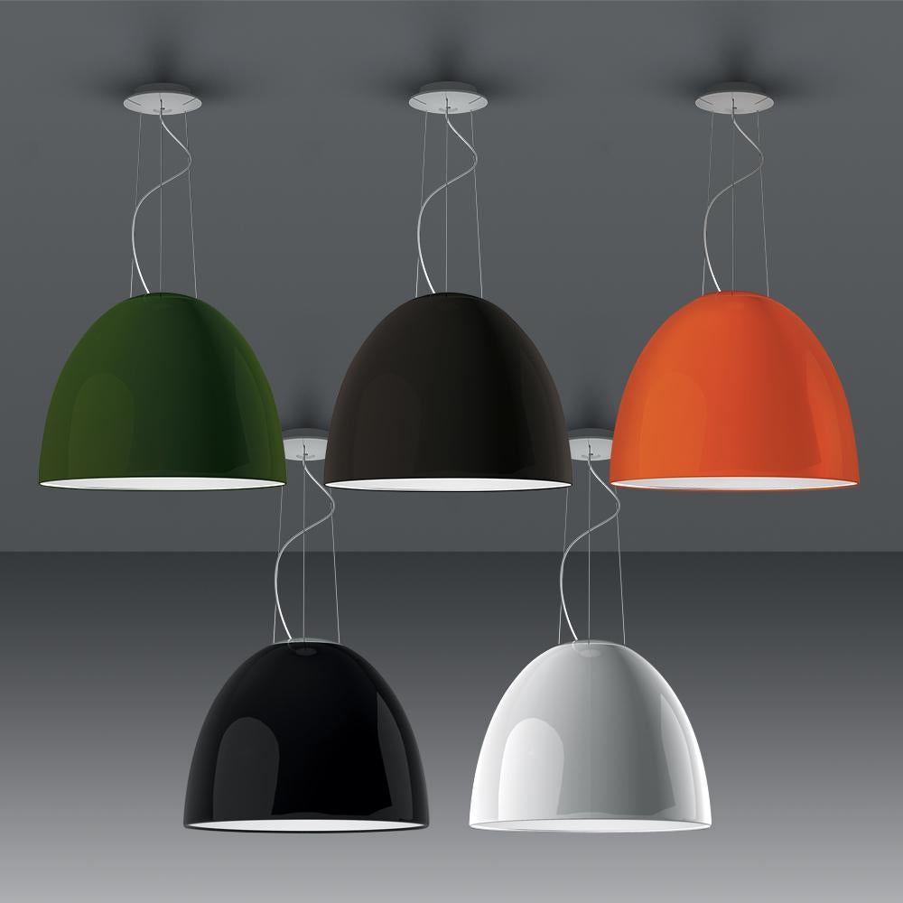 Modern Artemide NUR LED Dimmable Pendant Light in Glossy Green w/ Extension by Ernesto  For Sale