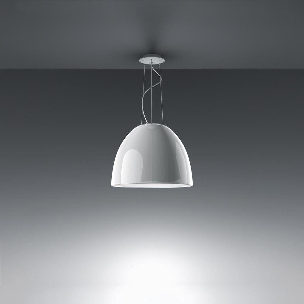 Modern Artemide NUR LED Dimmable Pendant Light in Glossy White w/ Extension by Ernesto  For Sale