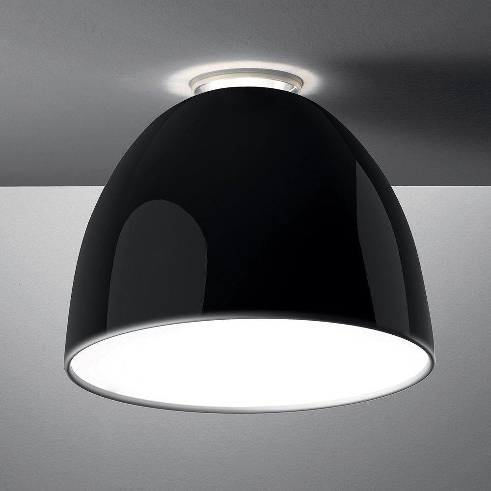 Italian Artemide Nur Mini LED Dimmable Ceiling Light in Glossy Black by Ernesto Gismondi For Sale