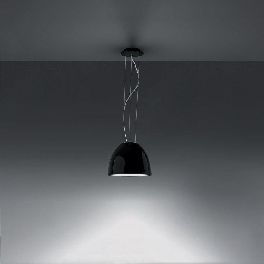 Modern Artemide NUR Mini LED Dimmable Pendant Light in Glossy Black w/ Extension by Ern For Sale