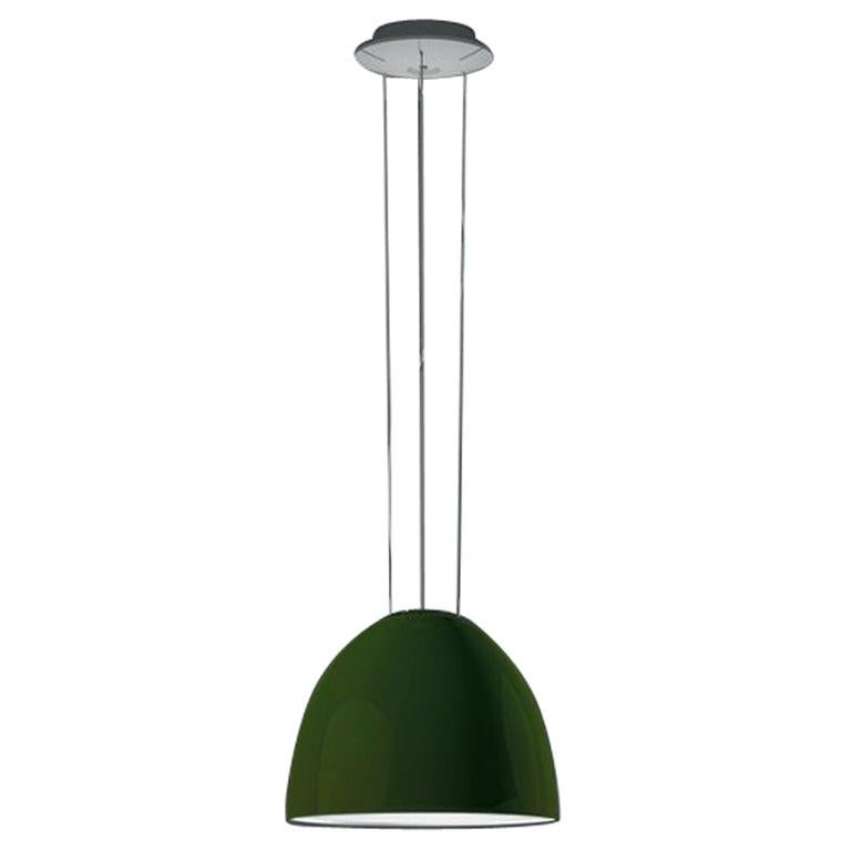 Artemide NUR Mini LED Dimmable Pendant Light in Glossy Green w/ Extension by Ern For Sale