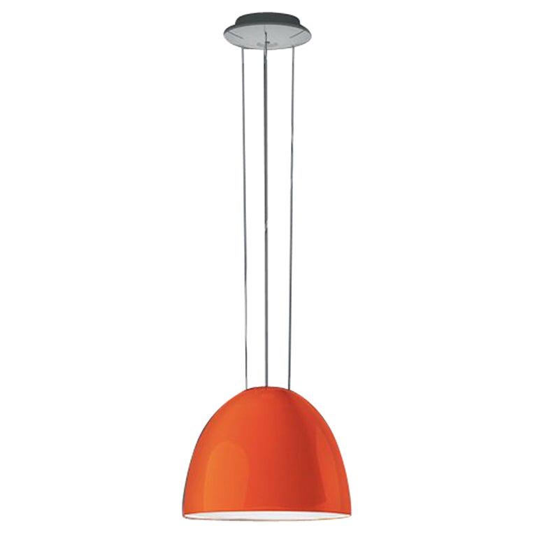 Artemide NUR Mini LED Dimmbare Pendelleuchte in glänzendem Orange mit Ausziehbeleuchtung von Er