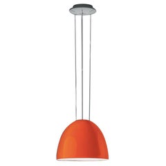 Artemide NUR Mini LED Dimmbare Pendelleuchte in glänzendem Orange mit Ausziehbeleuchtung von Er