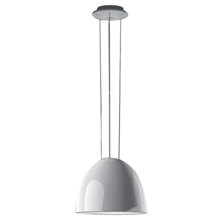 Artemide NUR Mini LED Dimmable Pendant Light in Glossy White w/ Extension by Ern