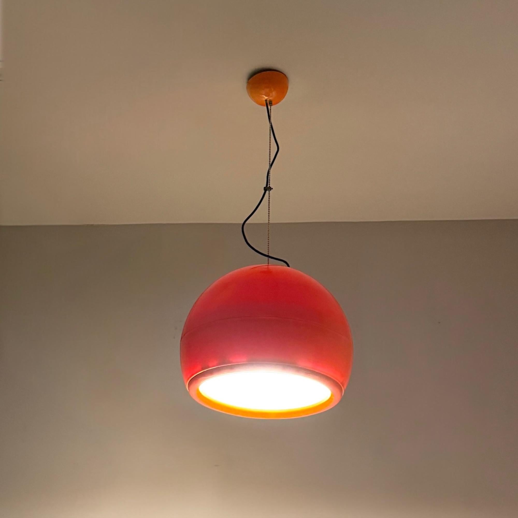 Artemide 'Pallade' Orange Hanging Lamp by Studio Tetrarch - Italian Design Icon For Sale 4