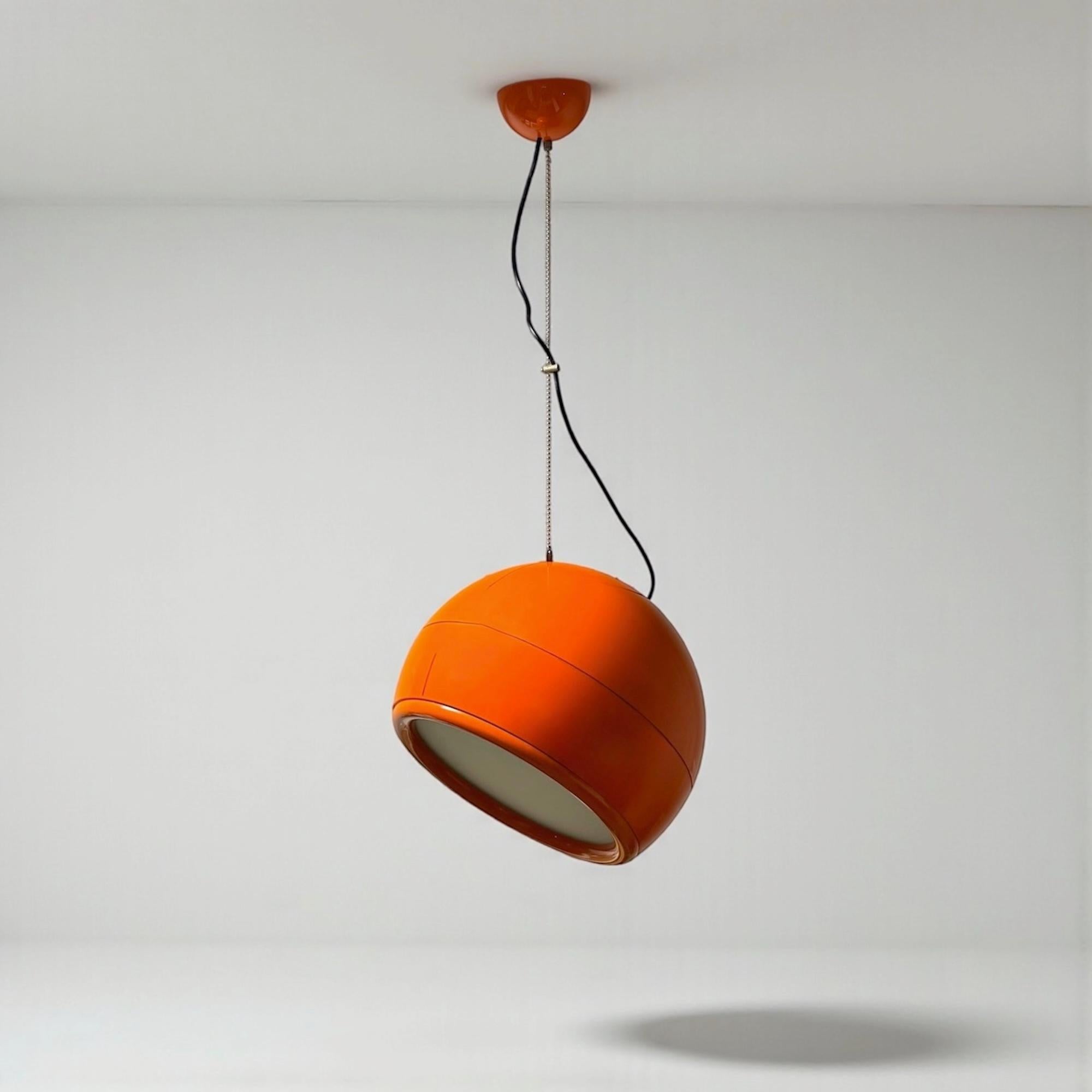Mid-Century Modern Artemide 'Pallade' Orange Hanging Lamp by Studio Tetrarch - Italian Design Icon For Sale