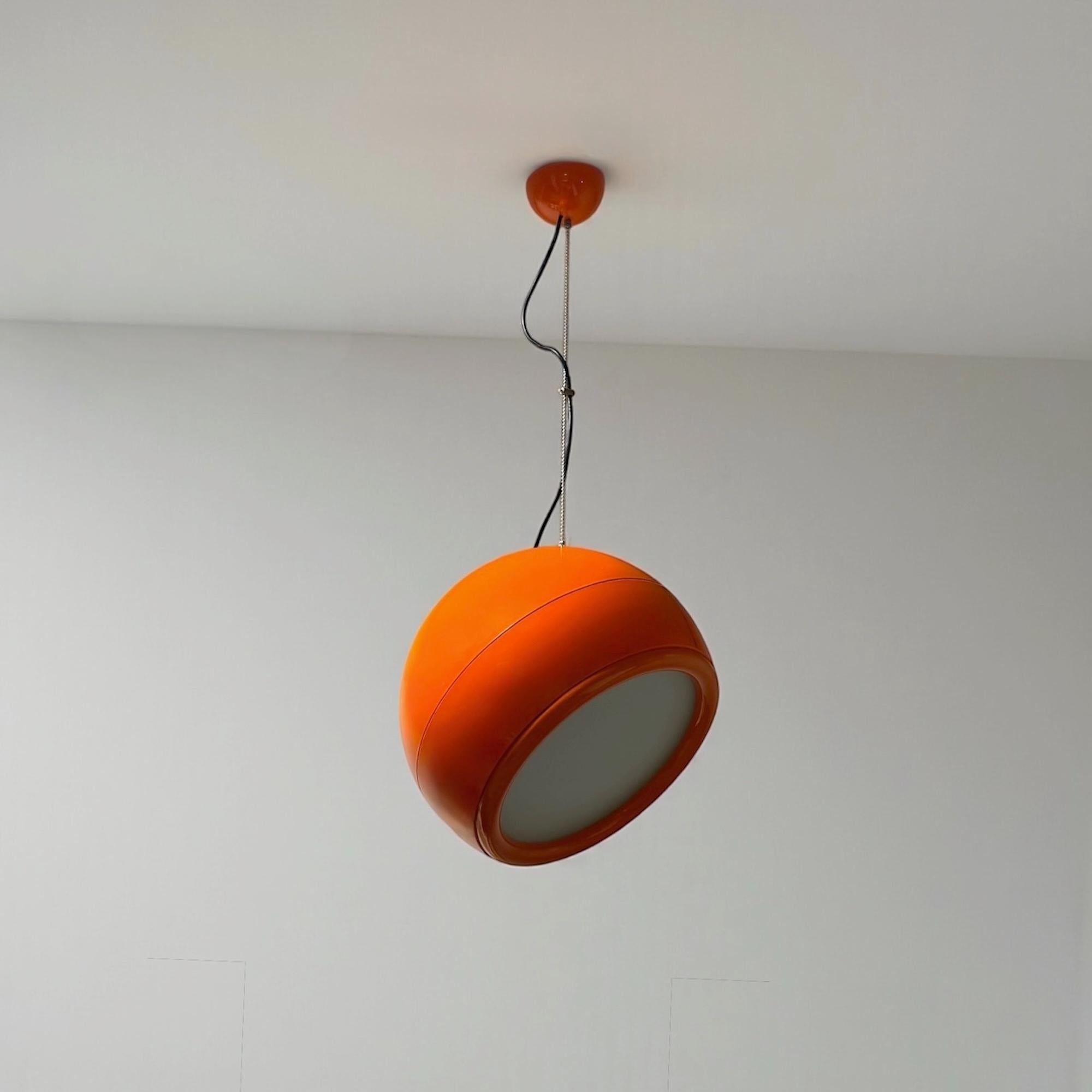 Mid-20th Century Artemide 'Pallade' Orange Hanging Lamp by Studio Tetrarch - Italian Design Icon For Sale
