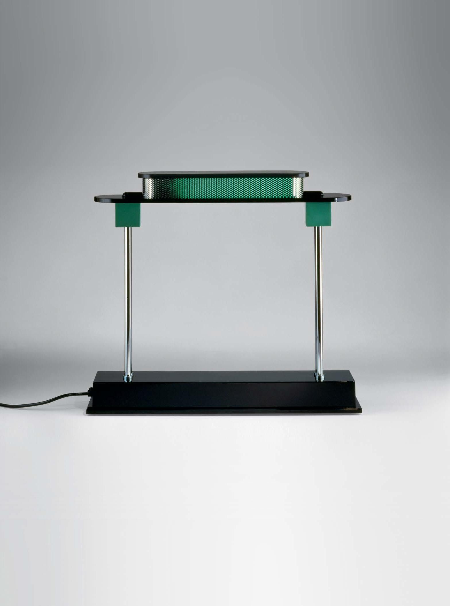 Moderne Lampe de table Artemide Pausania LED en noir et vert par Ettore Sottsass en vente