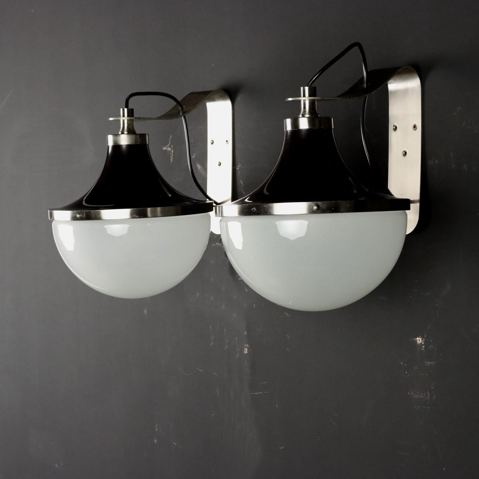 Polychromed Artemide PI Parete Lamps Glass Italy 1960s