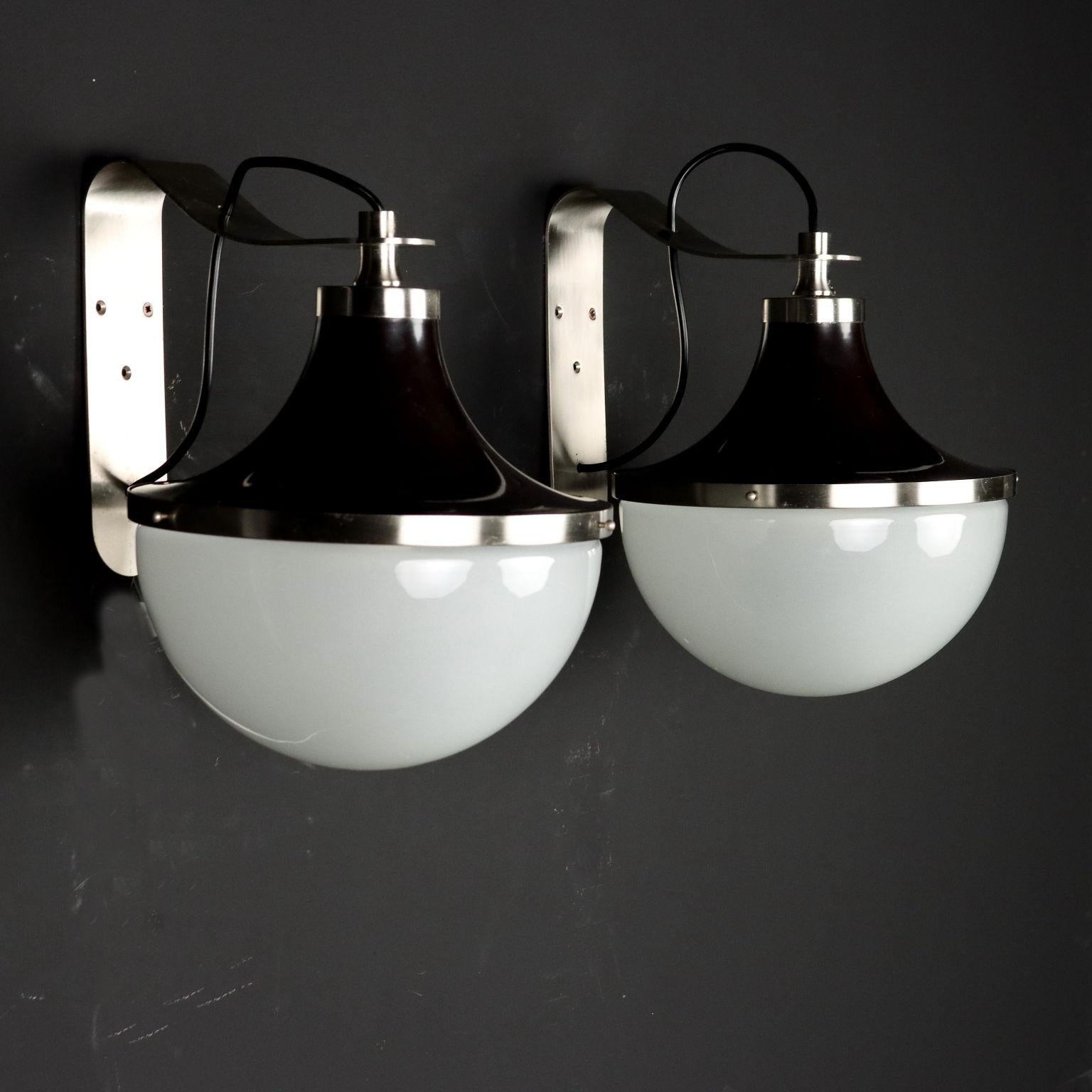 Artemide PI Parete Lamps Glass Italy 1960s In Good Condition In Milano, IT