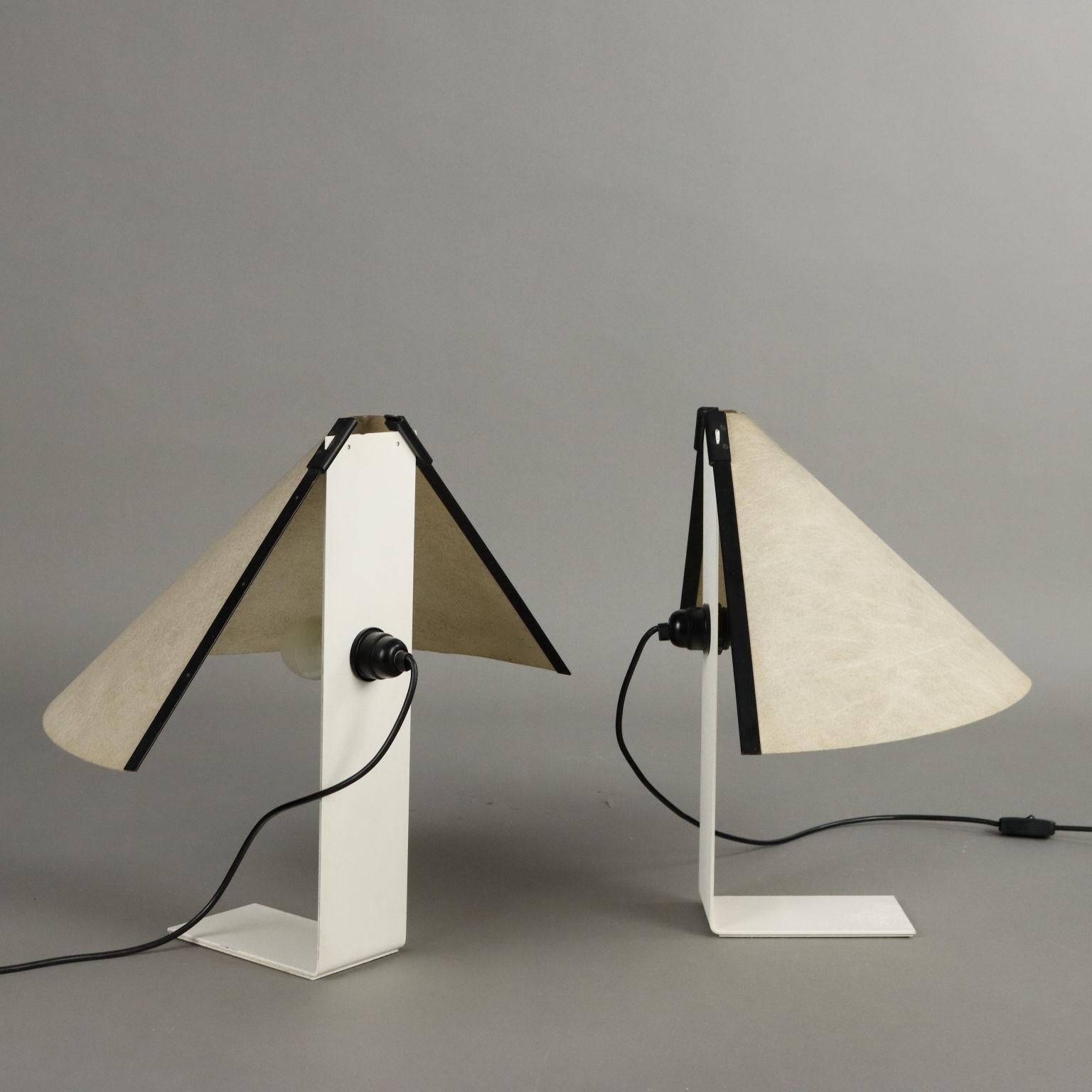 Enamel Artemide Porsenna pair of Table Lamps Design Vico Magistretti 1980s