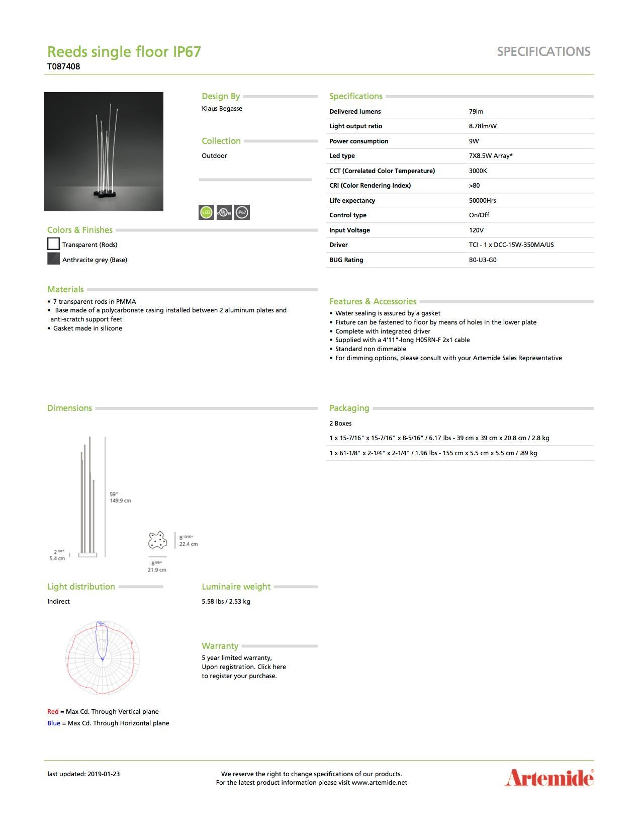 Artemide Reeds Einzelne Stehlampe (Italienisch) im Angebot